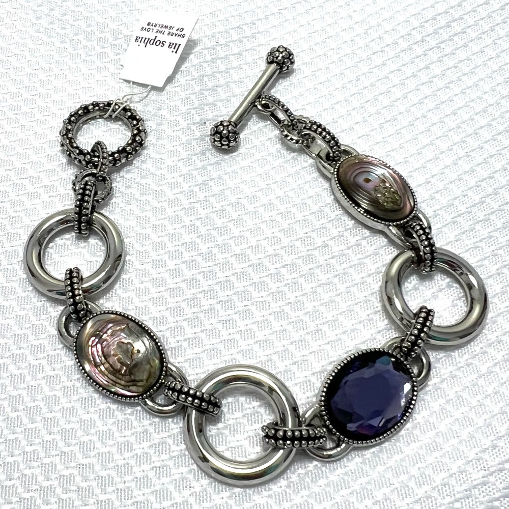 NWT lia sophia "Epiphany" toggle bracelet 8 1/2", genuine abalone shell
